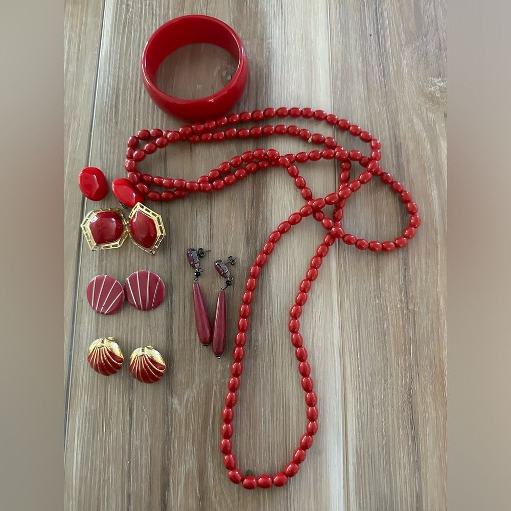 Vintage Red Jewelry Lot (7)